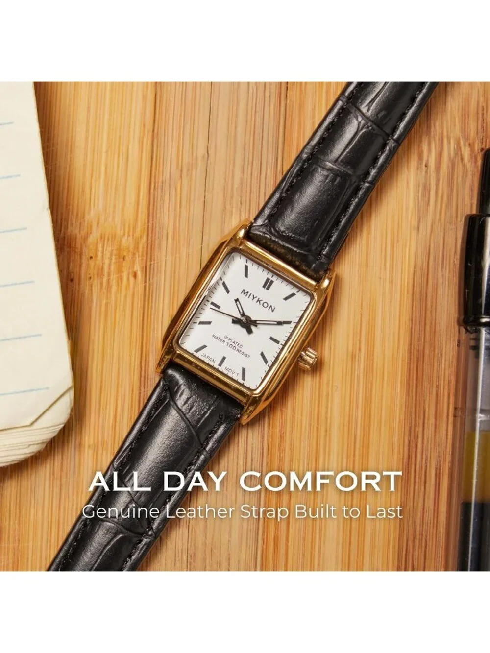 Women's Index Gold Case White Dial Dainty Vintage Tank Classic Square Watches